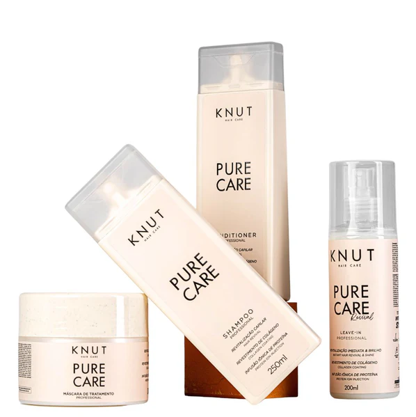 KIT KNUT Pure Care - Shampoo, Condicionador, Máscara e Leave-in